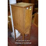 PINE CUPBOARD WITH SINGLE PANELLED DOOR ON INTEGRAL STAND, 167CM X 50CM