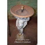 CAST IRON CUPID WATER FEATURE BIRDBATH