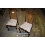 PAIR OF QUEEN ANNE STYLE SINGLE CHAIRS
