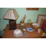 MIXED ITEMS INCLUDING TABLE LAMP, SERVICE DISH AND OTHERS