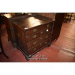 GEORGIAN OAK CHEST OF TWO SHORT AND THREE LONG GRADUATED DRAWERS ON BRACKET FEET, 93CM X 90CM