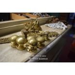 COLLECTION OF MAINLY BRASS DOOR KNOBS AND INCLUDING BRACKETS ETC