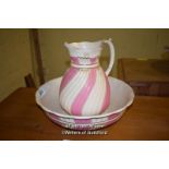 PINK AND WHITE JUG AND BASIN (WHH)