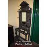 VICTORIAN CARVED AND EBONIED OAK HALLSTAND, APPROX 235CM TALL