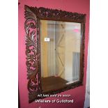 VICTORIAN OAK BEVELLED WALL MIRROR WITH FIELDED