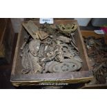 BOX OF VICTORIAN MIXED FURNITURE BRASSWARE