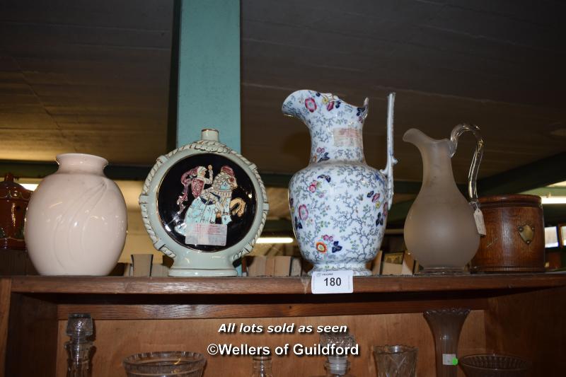 SMALL SHELF OF MAINLY VASES AND JUGS ETC