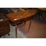 LATE GEORGIAN MAHOGANY CARD TABLE LACKING BAIZE, 89CM WIDE