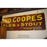 VINTAGE METAL SIGN 'IND. COOPE'S ALES AND STOUT, ROMFORD', 272CM X 91CM (24863 WDTS)