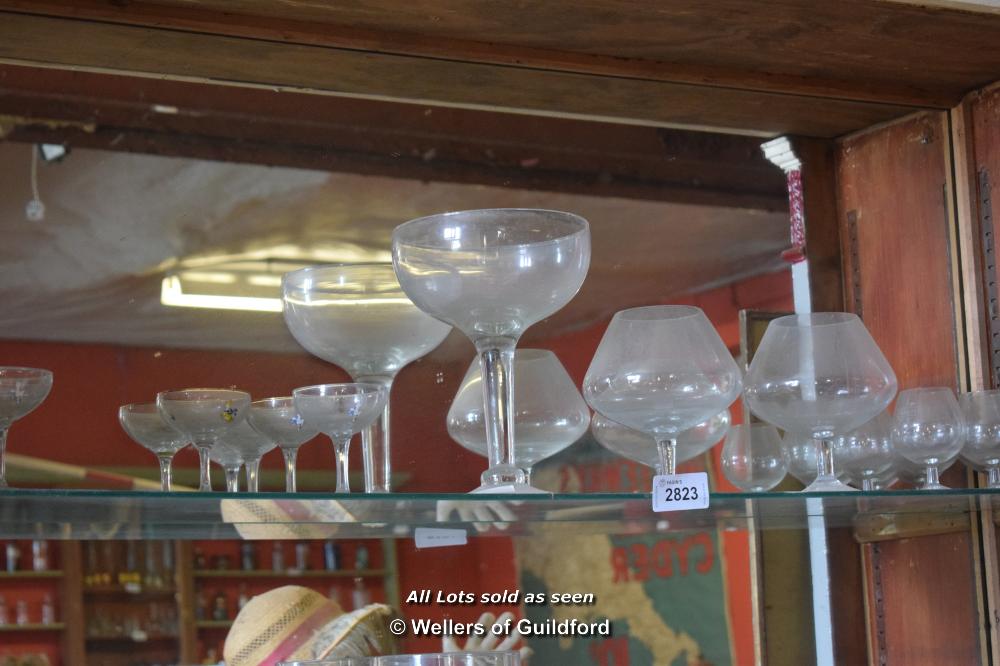 ENORMOUS CHAMPAGNE BOWL AND OTHER GLASSWARE