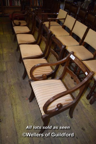 SET OF SIX REGENCY STYLE DINING CHAIRS INCLUDING TWO CARVERS