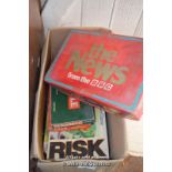 OLD BOARD GAMES INCLUDING SCRABBLE, THE NEWS, RISK