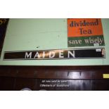 VINTAGE METAL SIGN 'MAIDEN', 153CM X 14CM