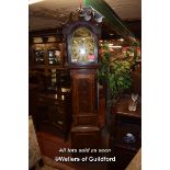 OAK EIGHT DAY LONGCASE CLOCK PAINTED DIAL WITH ROMAN NUMERALS SIGNED R VORLON STAMFORD, 223CM