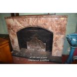 RED AND WHITE MARBLE FIREPLACE, 150CM X 219CM X 30CM