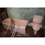 PINK BATHROOM SUITE INCLUDING BATH AND BASIN