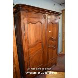 19TH CENTURY CONTINENTAL ARMOIRE WITH TWO PANELLED DOORS OVER ONE LONG DRAWER, 166CM WIDE