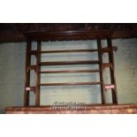 PERIOD OAK DRESSER RACK WITH FRETWORK APRON TO CORNICE, VARIOUS SHELVES, 165CM WIDE (1686 OHS)