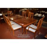 MODERN RECTANGULAR EXTENDING DINING TABLE WITH ONE EXTRA LEAF, 208CM X 105CM EXTENDED; A SET OF