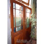 PAIR OF PINE PART GLAZED DOORS, 199 X 75.5CM (EACH DOOR)