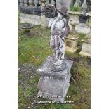 YOUNG BOY STONE STATUE ON PLINTH, 140CM HIGH