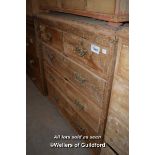 STRIPPED PINE CHEST OF DRAWERS COMPRISING TWO SMALL OVER THREE LONG DRAWERS