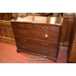 GEORGE II MAHOGANY STRAIGHTFRONT CHEST WITH TWO SHORT OVER THREE LONG DRAWERS, BRACKET FEET, 93CM