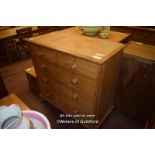 LARGE PINE CHEST OF TWO SHORT OVER THREE LONG DRAWERS, 111CM WIDE
