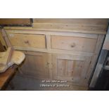 SIMPLE PINE SIDEBOARD WITH TWO DRAWERS OVER TWO CUPBOARDS