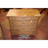 VICTORIAN PINE FOUR DRAWER CHEST, 100CM WIDE