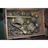 CRATE OF BRASS BED ACCESSORIES