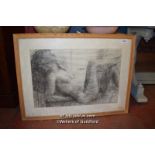 FRAME AND GLAZED CHARCOAL PICTURE OF A NUDE STUDY