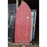 RED ARCHED TOP DOOR, 89CM X 240CM