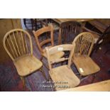 FIVE VARIOUS SINGLE CHAIRS