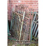 FOUR MIXED WROUGHT IRON GATES INCLUDING TWO PAIRS TOGETHER WITH TWO OTHERS