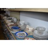 LARGE SHELF OF MIXED PORCELAIN COLLECTIBLES