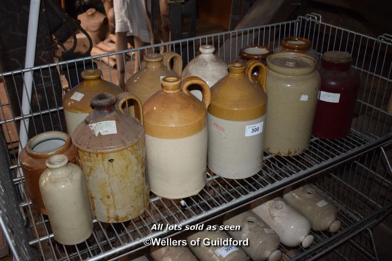 TWELVE MIXED SALT GLAZED JARS