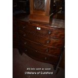 VICTORIAN MAHOGANY BOW FRONT CHEST, 105CM WIDE