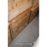 STRIPPED PINE CHEST OF THREE DRAWERS