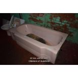 CAST IRON PINK BATH WITH TOILET AND BASIN