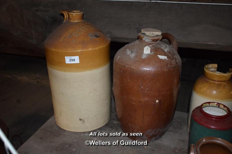 TWO LARGE SALT GLAZED JARS