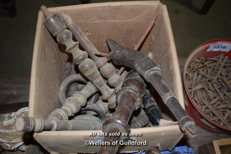 BOX OF WOODEN FINIALS