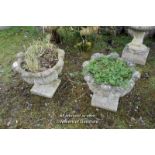 PAIR OF COMPOSITION STONE PLANTERS, EACH 44CM HIGH