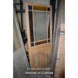 PINE DOOR WITH COLOURED PANELS, 81CM X 200CM