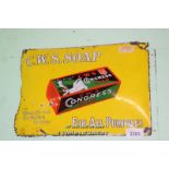 VINTAGE METAL SIGN 'C.W.S. CONGRESS SOAP', 54CM X 39CM (SOR HALL)