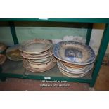 SHELF OF MIXED PORCELAIN TRAYS