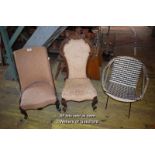 TWO VICTORIAN MAHOGANY CHAIRS AND ONE 1960S CHAIR