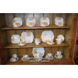 THREE SHELVES OF SHELLEY MIXED PORCELAIN TEA SERVICES