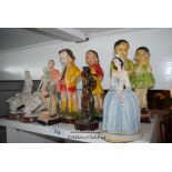 *TOP SHELF OF PORCELAIN FIGURINES