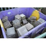 *CRATE CONTAINING A SMALL QUANTITY OF BLUE 6 INCH QUARRY TILES